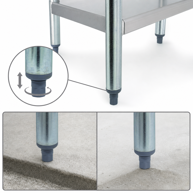 Product image #4 for Advance Tabco Set of 4 Galvanized Equipment Legs with Plastic Adjustable Bullet Feet, 34-1/2 Inch High