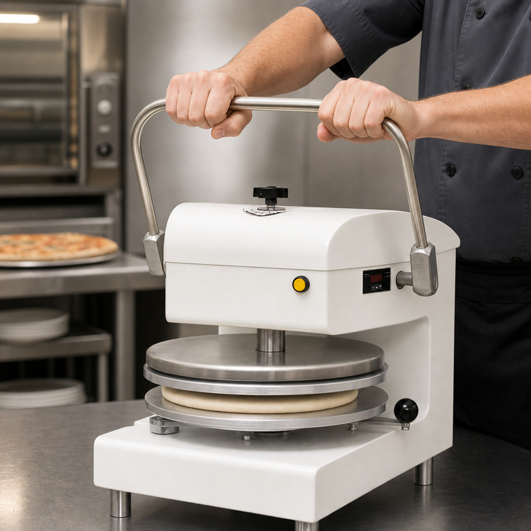 Product image #5 for DoughXpress DXM-W Manual Heated Pizza Dough Press, Up to 18-Inch Diameter, White