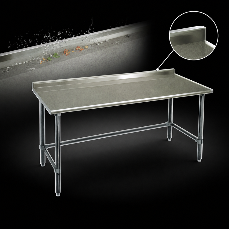Product image #4 for Eagle Deluxe Series Stainless Steel Work Table with Galvanized Base and Rear Up-Turn, 108 x 30 Inches