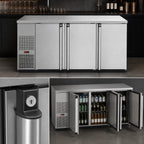 Thumbnail image #4 for Micro Matic USA Pro-Line MBB78S-E 80-Inch Three-Section Stainless Steel Refrigerated Back Bar Cooler with Solid Locking Doors
