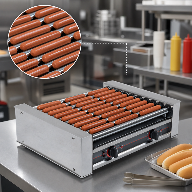 Product image #4 for Roll-A-Grill Commercial Hot Dog Roller Grill, 10 Chrome Rollers, 27 Capacity, 220V