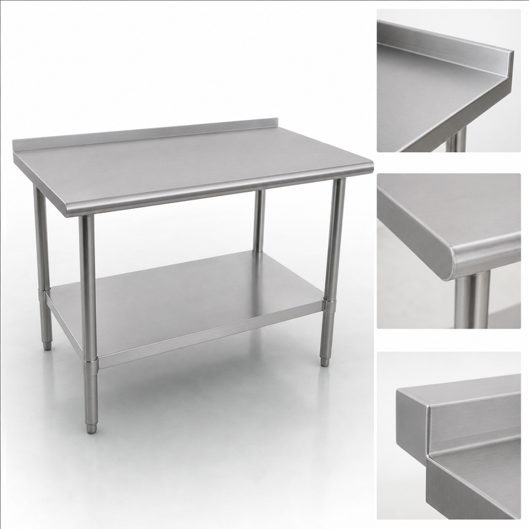 Product image #4 for John Boos Stallion 84" x 30" 16-Gauge Stainless Steel Work Table with 1-1/2" Rear Riser and Undershelf