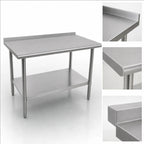 Thumbnail image #4 for John Boos Stallion ST6R1.5-3084SSK-X 84 x 30 Inch Stainless Steel Work Table, 16-Gauge Top, Rear Backsplash, Adjustable Undershelf