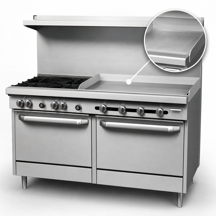 Product image #4 for Southbend S-Series 60-Inch Commercial Gas Range with 2 Open Burners, 48-Inch Thermostatic Griddle, and 2 Cabinet Bases