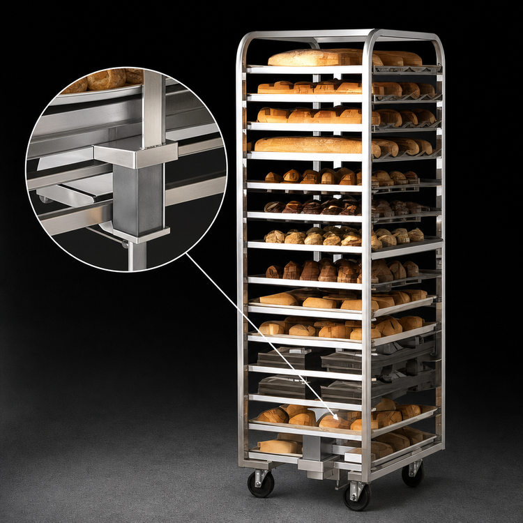 Product image #4 for Adamatic/Revent C-Lift Roll-In Oven Rack with Stainless Steel Lift, 21-Pan Capacity