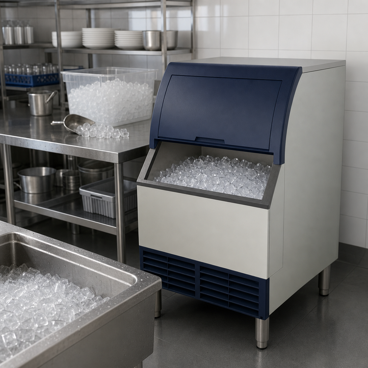 Product image #4 for Atosa Half-Dice Cube Ice Maker with Bin, Air-Cooled Self-Contained Condenser, 283 lb/Day, 88 lb Storage