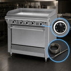 Thumbnail image #4 for Garland Master M48S 34-Inch Heavy-Duty Gas Griddle Range, 1-Inch Plate, Thermostatic Controls, Storage Base