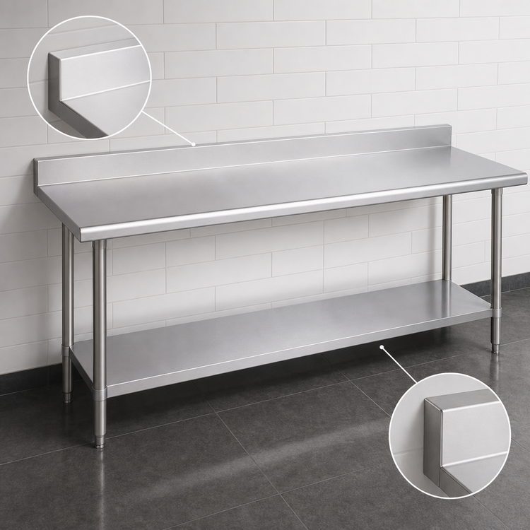 Product image #4 for Duke Manufacturing Deluxe Stainless Steel Work Table with 5-Inch Riser and Undershelf, 84 x 30 Inches