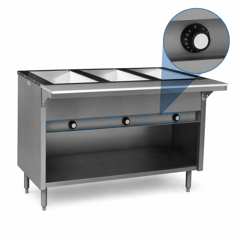 Product image #4 for Spec-Master HT4CB-208-3 4-Well Electric Hot Food Table with Enclosed Base and Cutting Board