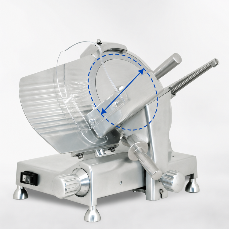 Product image #4 for Omcan Manual Gravity Feed 12-Inch Commercial Meat Slicer, 1/3 HP, 110V, Belt Drive