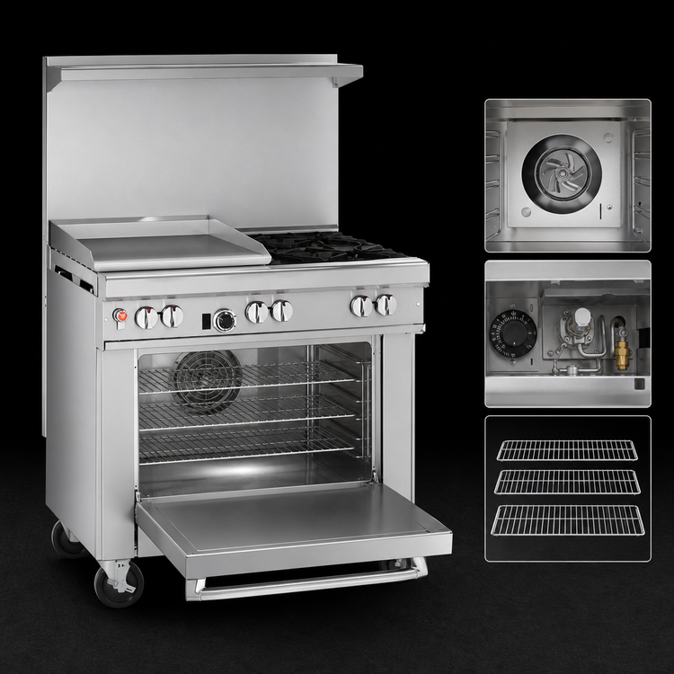 Product image #4 for Southbend Ultimate 36-Inch Gas Restaurant Range with 24-Inch Thermostatic Griddle and Convection Oven