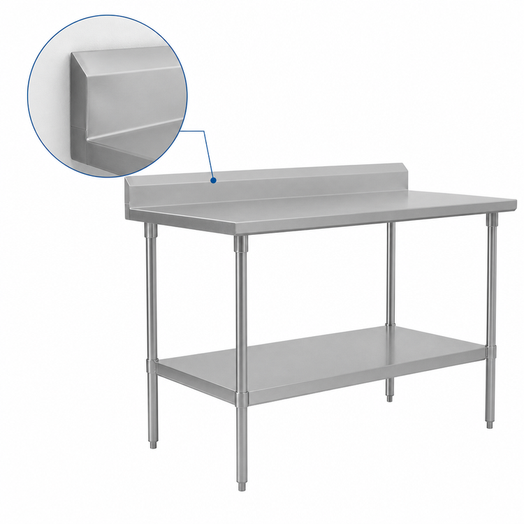 Product image #4 for John Boos Stallion 84-Inch x 36-Inch 16-Gauge Stainless Steel Work Table with 5-Inch Backsplash and Adjustable Undershelf