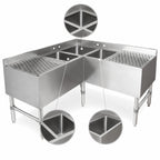 Thumbnail image #4 for John Boos UBS3C-1848-2D18-X 3-Compartment 300 Series Stainless Steel Underbar Corner Sink with Dual Drainboards, 48 x 18 x 32-1/2 Inches