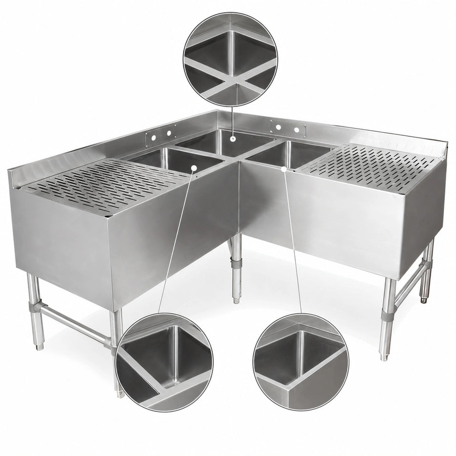 Three Compartment Corner Sink