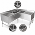 Thumbnail image #4 for John Boos 3-Compartment Slim-Line Underbar Corner Sink Unit with Dual Drainboards, 48 x 18 x 32-1/2 Inches