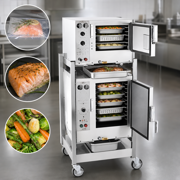 Product image #4 for AccuTemp Steam'N'Hold Two-Compartment Boilerless Convection Steamer with Stand and Casters, Electric, 240V