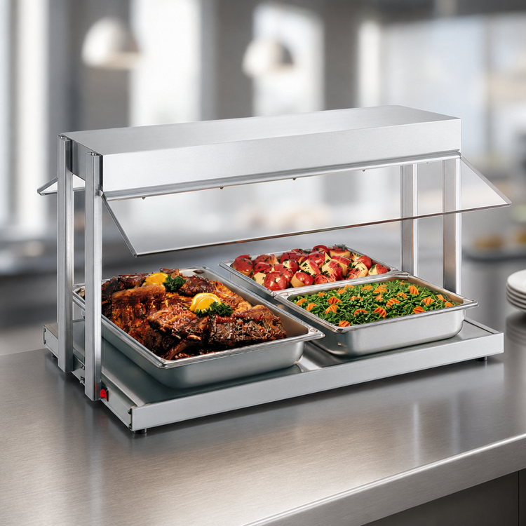 Product image #4 for Hatco Glo-Ray 24-Inch Countertop Buffet Warmer with Heated Base and Sneeze Guards