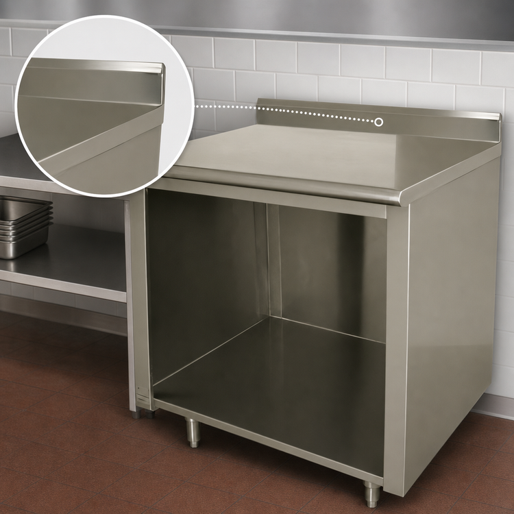 Product image #4 for Advance Tabco Special Value Series 48" W x 30" D 304 Stainless Steel Open Base Work Table with 5" Backsplash