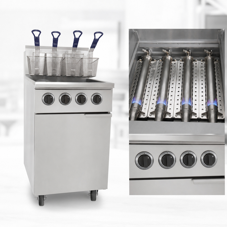 Product image #3 for Atosa CookRite ATFS-50ES-NG Heavy-Duty Range Match 50 lb Natural Gas Floor Deep Fryer, 4 Burners