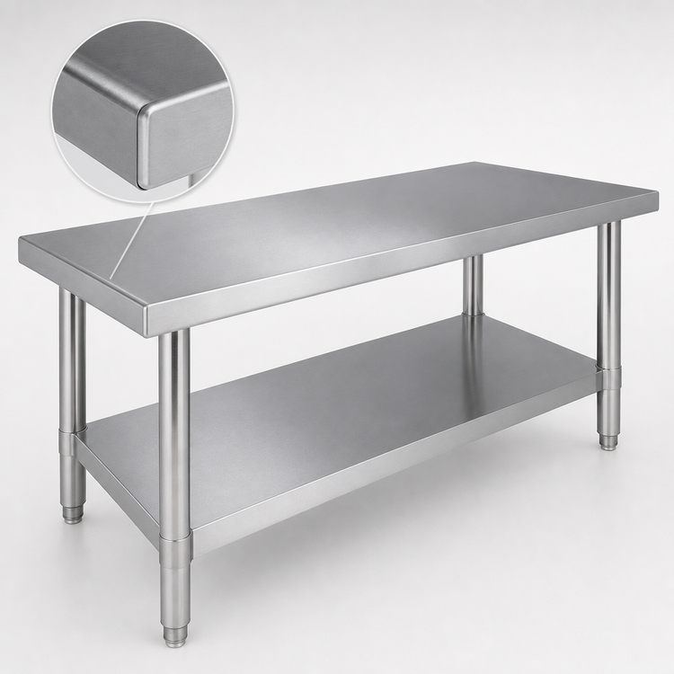 Product image #4 for 84-Inch x 24-Inch Stainless Steel Work Table with Undershelf and Adjustable Bullet Feet
