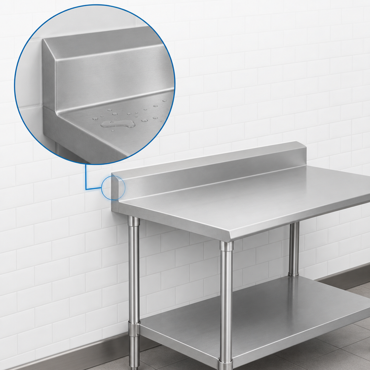 Product image #4 for Stallion 84-Inch x 30-Inch Stainless Steel Work Table with 5-Inch Backsplash and Undershelf