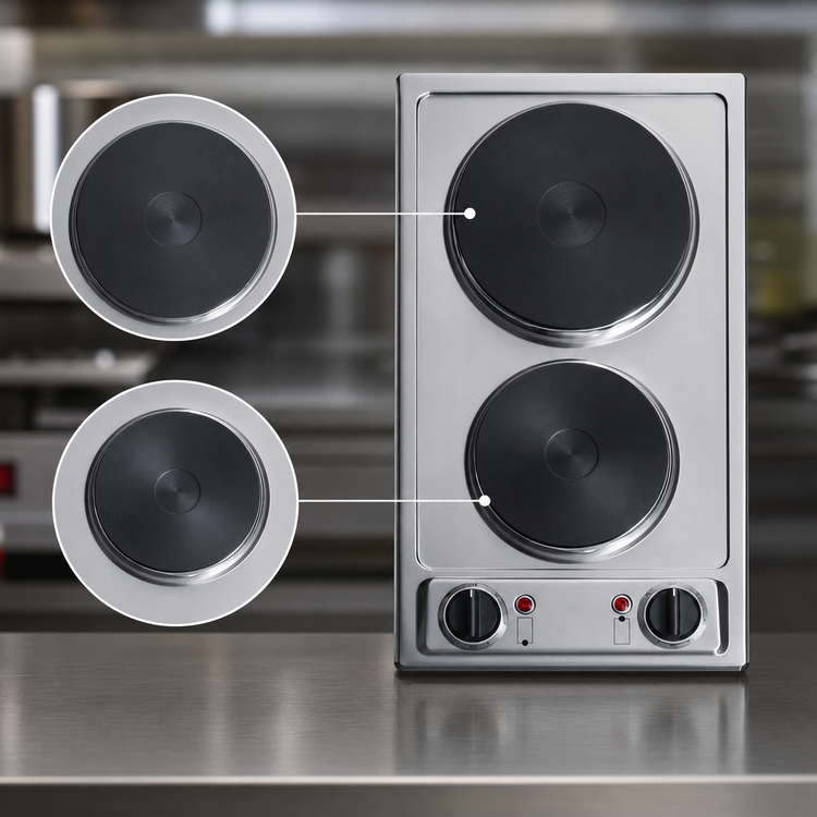 Product image #5 for Summit Commercial 2-Burner Solid Disk Electric Cooktop / Hot Plate, 115V, Stainless Steel