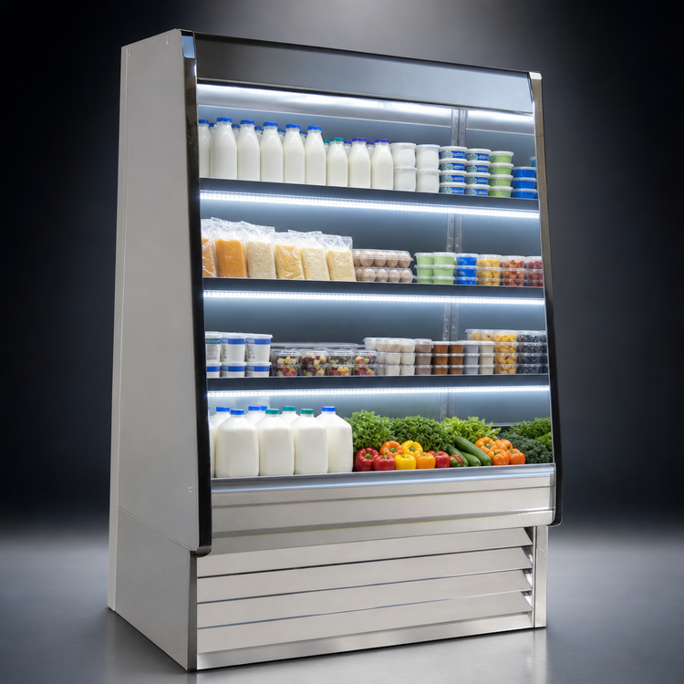 Product image #5 for Howard-McCray Ovation Series 99-Inch Remote Dairy Open Merchandiser with LED Lighting and Stainless Steel Finish
