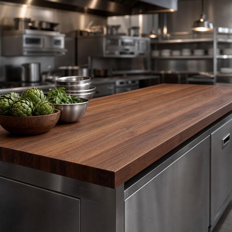 Product image #4 for John Boos Boos Block American Black Walnut Full-Length Edge Grain Kitchen Countertop, Flat No-Backsplash, 96 x 38 x 3 Inches