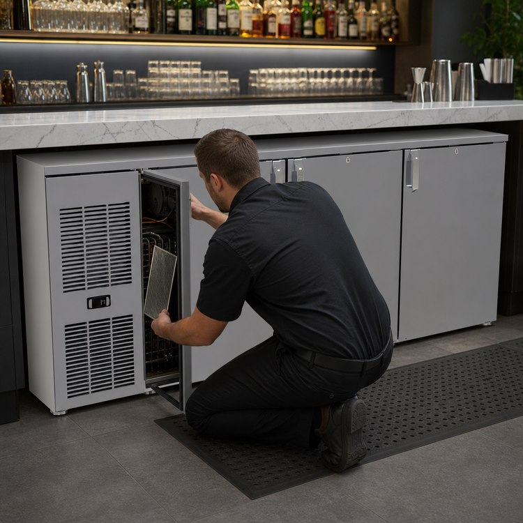 Product image #4 for Glastender CP1FL72 72-Inch Pass-Thru Three-Section Front-Serviced Low-Profile Back Bar Cooler