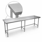 Thumbnail image #4 for BK Resources SVTOB-8430 84-Inch x 30-Inch Open-Base Stainless Steel Work Table, 18-Gauge 430 Top, Flat Top, Adjustable Feet