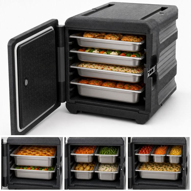 Product image #4 for Metro Mightylite ML300-BL 4-Pan Front-Load Insulated Food Pan Carrier, Black