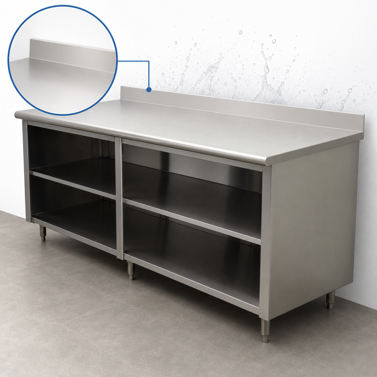 Product image #4 for Advance Tabco Special Value Economy Open Base Work Table with 5-Inch Backsplash and Mid Shelf, 84 x 24 Inches