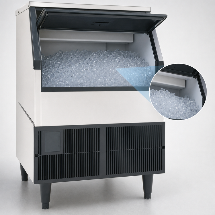 Product image #4 for Maxx Ice Air-Cooled Self-Contained Ice Maker With Bin, Full Dice Cube, 260 lb/day, 75 lb Storage, Stainless Steel