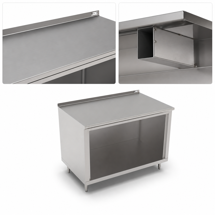 Product image #4 for John Boos 60-Inch x 24-Inch Stainless Steel Underbar Open Front Cabinet Base Work Table with 1-1/2-Inch Rear Riser