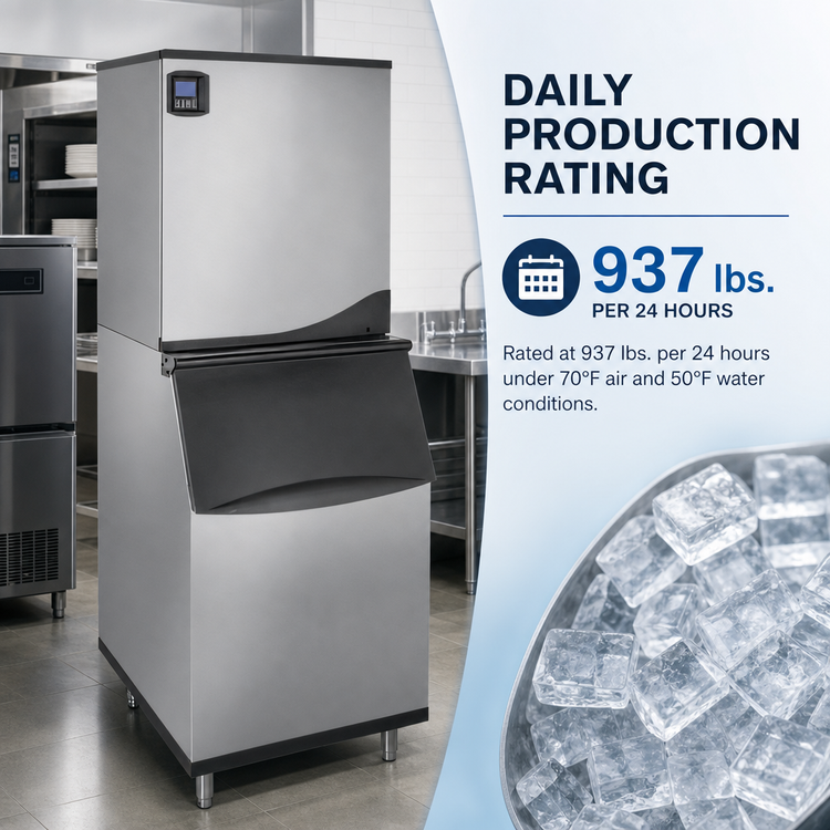 Product image #4 for Maxx Ice Intelligent Series 60-Inch Air-Cooled Full Dice Cube Ice Machine with 470-lb Storage Bin