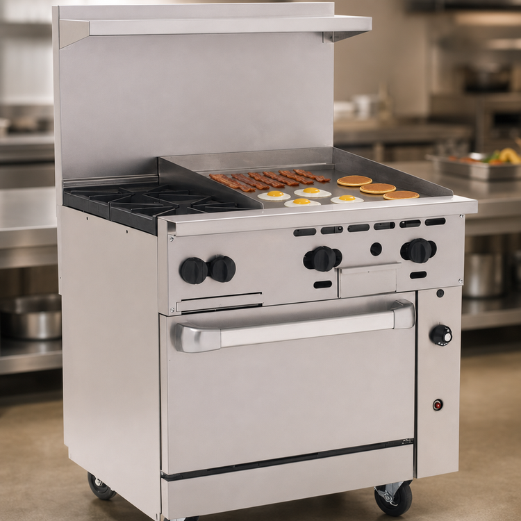 Product image #4 for Vulcan Endurance 36-Inch Gas Restaurant Range with 2 Open Burners, 24-Inch Griddle and Standard Oven