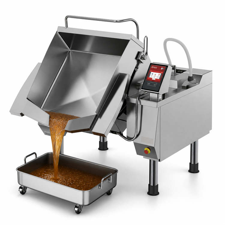 Product image #4 for Betterpan UDBRE048AV1 Electric Tilting Skillet Pressure Braising Pan, 48 Gallon, Programmable Touchscreen