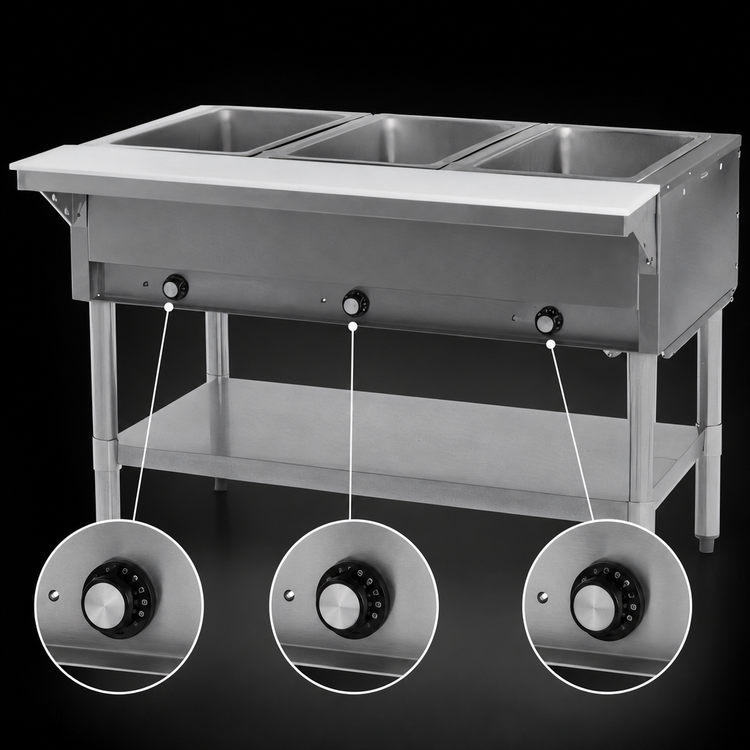 Product image #4 for Eagle Group 48-Inch Stationary Open Base Electric Hot Food Table with 3 Dry Wells, 120V