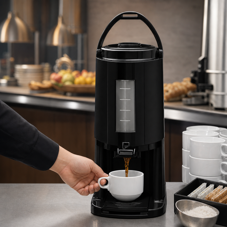 Product image #4 for Bloomfield 7750NS-TGB 2.5 Liter Gravity Flow Black Thermal Coffee Server with Base