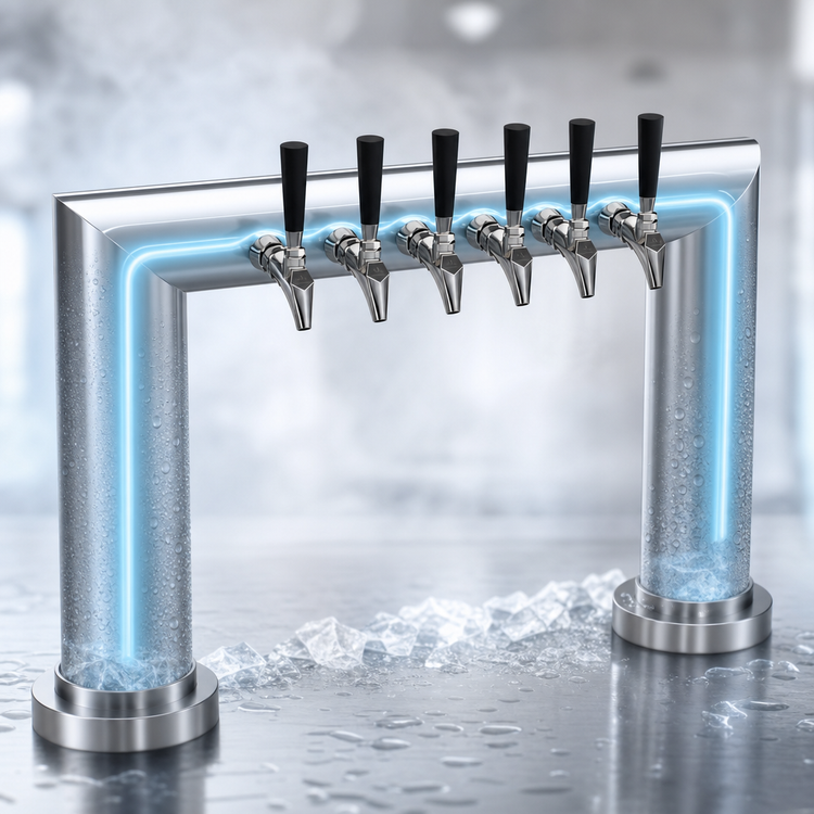 Product image #4 for Krowne Pass-Thru Two-Column Six-Faucet Glycol-Cooled Beer Tower, 31-Inch Overall Length