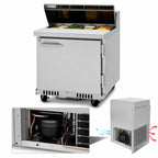 Thumbnail image #4 for Turbo Air PRO PST-28-FB-N(-L) 27.5-Inch Front-Breathing One-Section Sandwich/Salad Prep Table, 8-Pan Top, Solid Locking Door