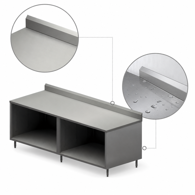Product image #4 for BK Resources Stainless Steel Chef Table with Cabinet Base and 5-Inch Riser, 120 x 30 Inches