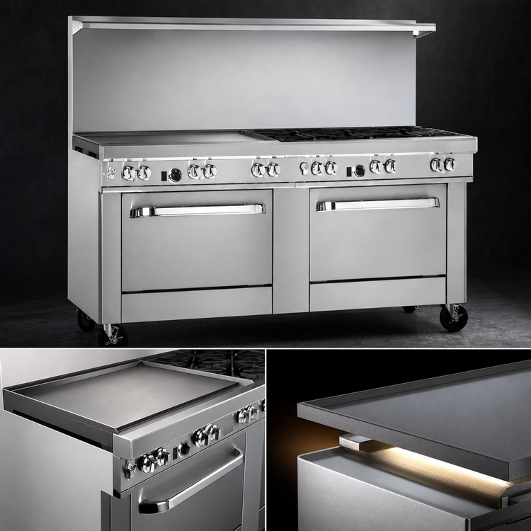 Product image #4 for Southbend Ultimate 72-Inch Gas Restaurant Range with 5 Burners, 36-Inch Griddle, and 2 Convection Ovens