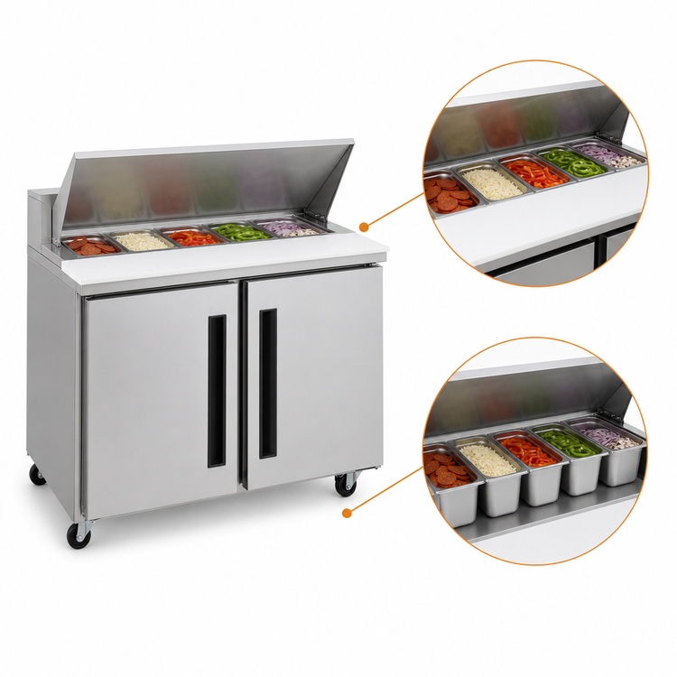 Product image #4 for Centerline by Traulsen 36-Inch Two-Section Mega Top Prep Table Refrigerator with Solid Doors