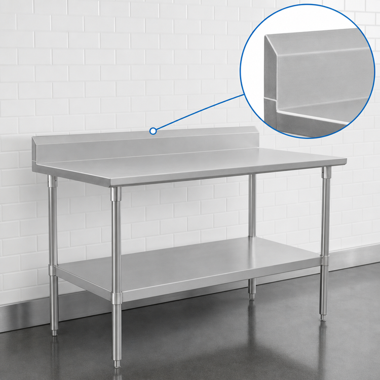 Product image #4 for John Boos Stallion 108-Inch x 30-Inch Stainless Steel Work Table with 5-Inch Backsplash and Adjustable Undershelf