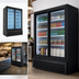 Thumbnail image #4 for Beverage Air Marketeer Two-Section Reach-In Glass Door Merchandiser Refrigerator, Sliding Doors, 41.66 Cu. Ft., Bottom-Mount, Black