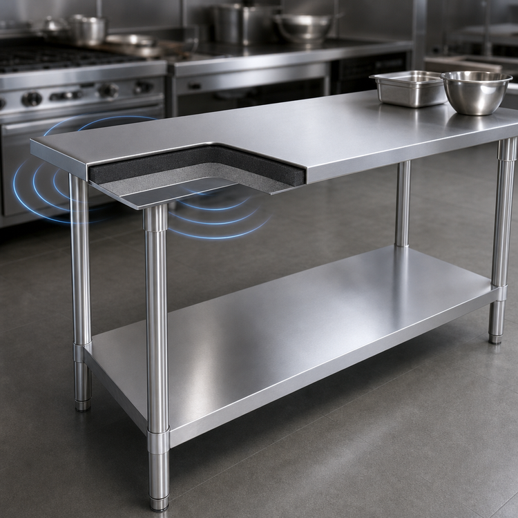 Product image #4 for John Boos Stallion 84-Inch x 24-Inch 14-Gauge Stainless Steel Work Table with Safety Edge and Undershelf