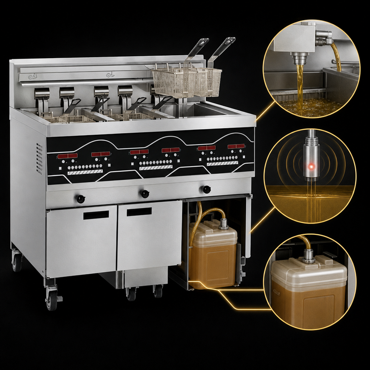 Product image #4 for Henny Penny Evolution Elite EEE143.0 Electric 3-Well Floor Model Open Fryer, 30 lb Full Vat Capacity
