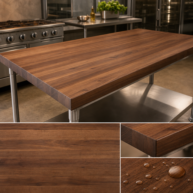 Product image #4 for John Boos Boos Block 96-Inch x 25-Inch Edge Grain American Black Walnut Kitchen Countertop with Penetrating Oil Finish