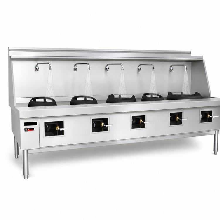 Product image #4 for MasterRange M-5-SS Five-Chamber Gas Wok Range, Stainless Steel Deck and Sides, No Flue Risers